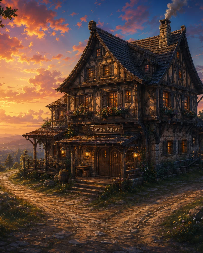 An orc, an elf and a dwarf laughing together over glasses of red wine at a candlelit tavern table